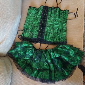 Green Corset-style top with small skirt